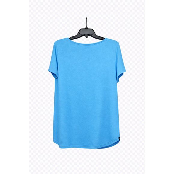 Ruby Rd Blue Short Sleeve Top Womens Size L Rayon Stretch Casual Blouse - Picture 3 of 5